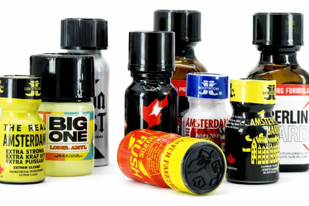 flacons de poppers de différentes marques