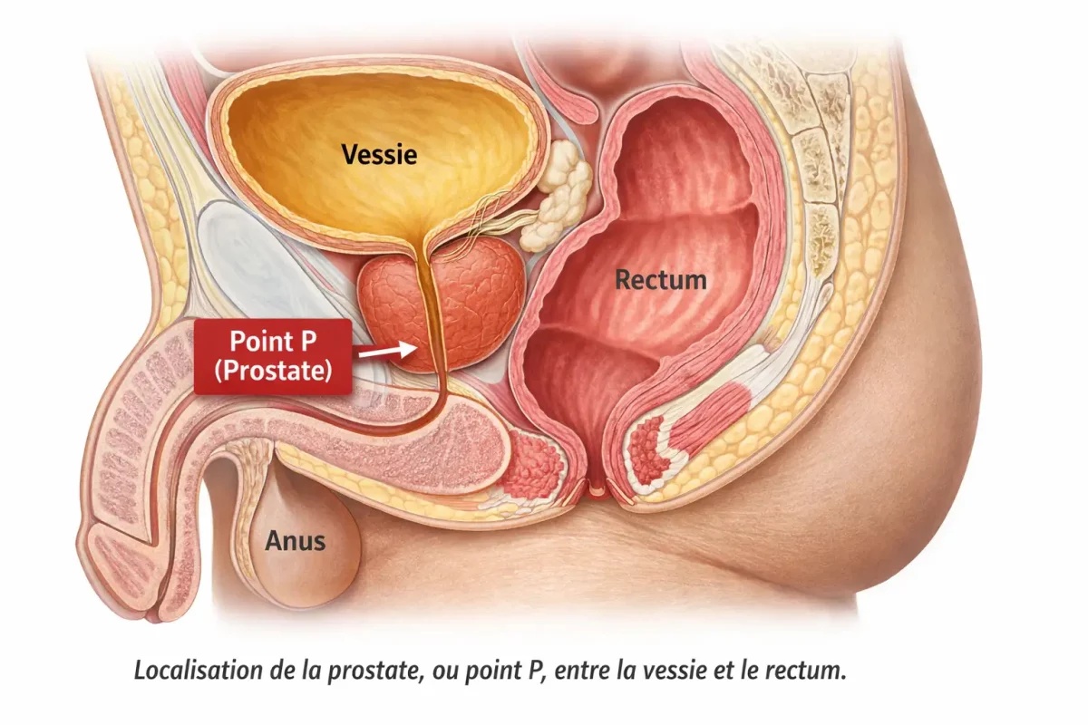 illustratio qui montre ou situe le point p de l'homme