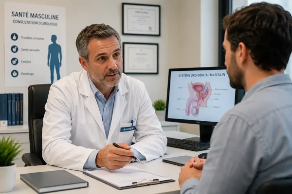 Urologue en consultation dans un cabinet médical spécialisé en santé sexuelle masculine et augmentation du pénis