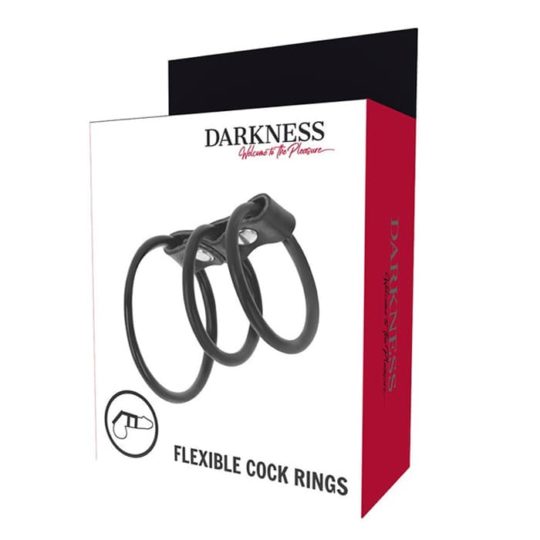 triple cockring avec anneau flexible en silicone et cuire