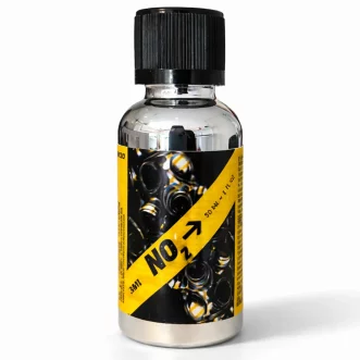 Poppers NO2 Amyl 30 ml flacon chromé jaune et noir effet miroir avec ouverture small.