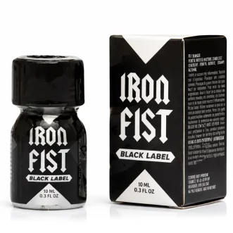poppers noir black label mini de 10 ml iron fist et son flacon alu