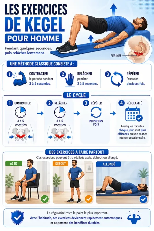 exercice facile de Kegel pour homme