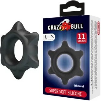 Cockring Crazy Bull Ethaniel Modèle 11 en silicone noir diamètre intérieur 26 mm design texturé