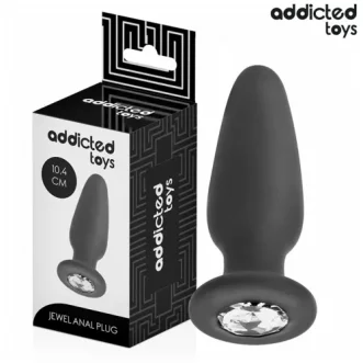 Plug Anal Bijou Taille M Addicted Toys en silicone médical avec cristal décoratif. Longueur 10,4 cm, taille intermédiaire idéale pour une sensation de plénitude confortable.