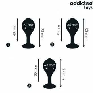 Lot de 3 Plugs Anaux Bijou Noir Addicted Toys silicone médical avec cristaux brillants