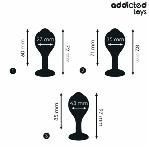 Lot de 3 Plugs Anaux Bijou Noir Addicted Toys silicone médical avec cristaux brillants