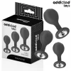 Lot de 3 Plugs Anaux Bijou Noir Addicted Toys silicone médical avec cristaux brillants