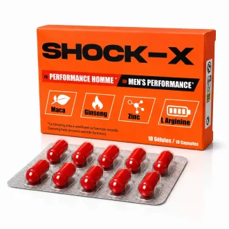 SHOCK-X complément alimentaire homme 10 gélules boîte officielle formule Ginseng Zinc L-Arginine
