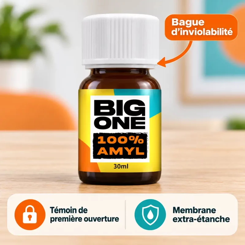 Flacon de poppers Big One avec bague d’inviolabilité sous le bouchon
