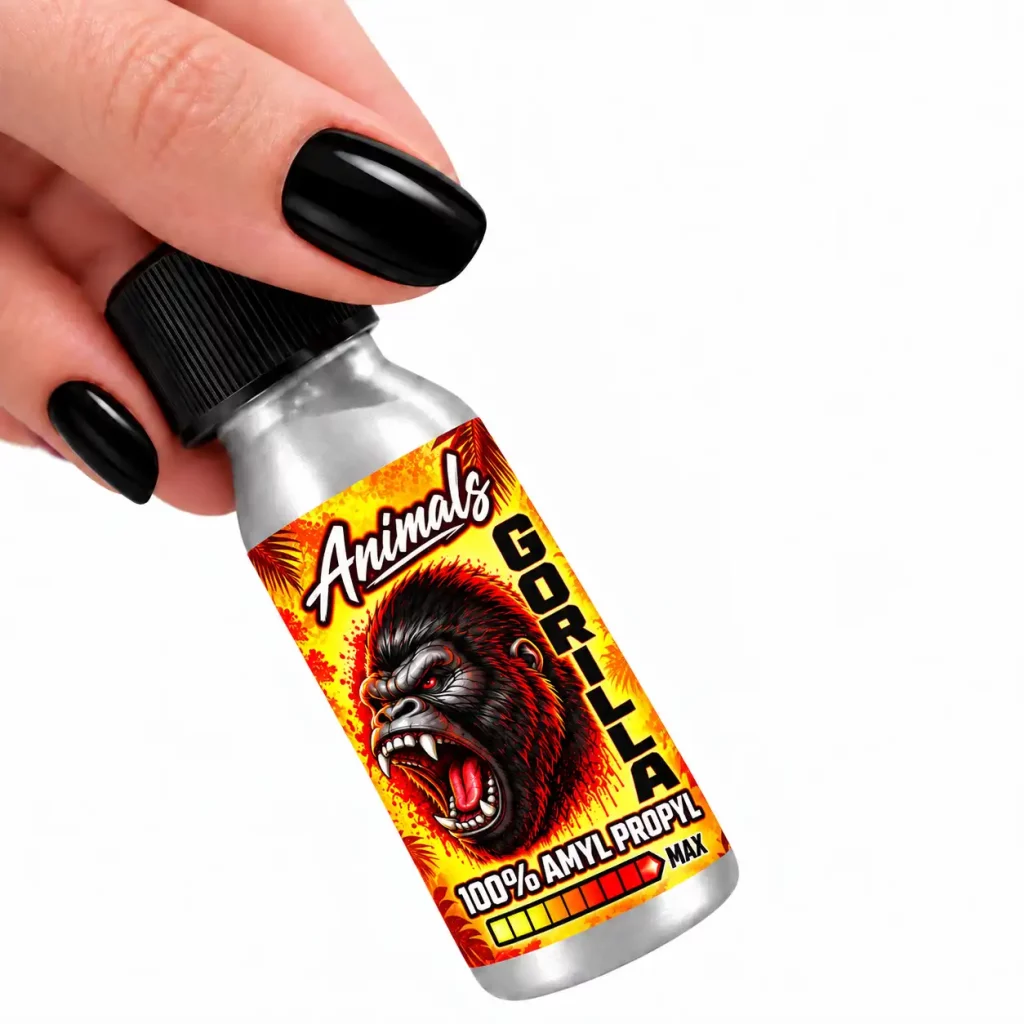 Poppers Animals Gorilla 25 ml Amyl + Propyl Max – flacon aluminium Big One Aromas fabriqué en France