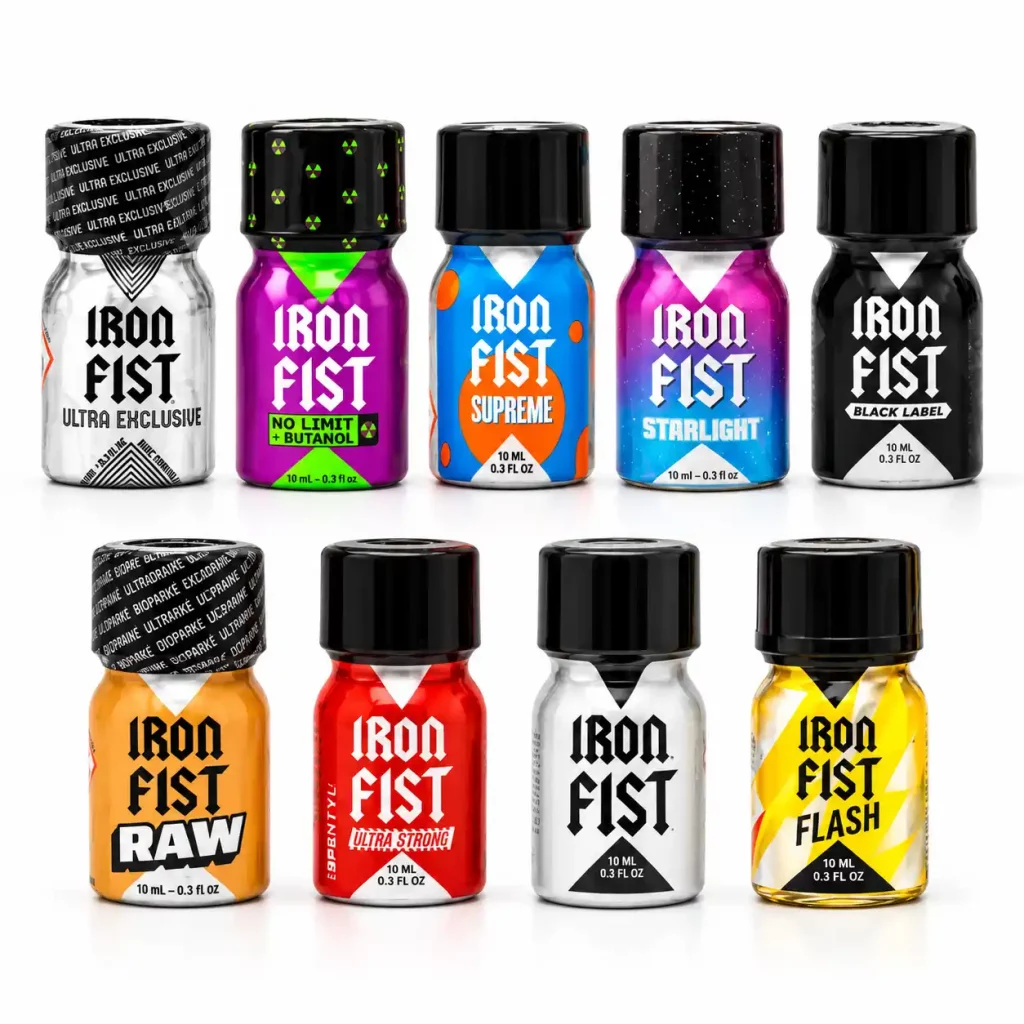 Coffret découverte Iron Fist 9 Poppers 10 ml – collection de flacons aluminium assortis