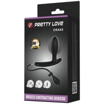 Plug anal gonflable Pretty Love en silicone noir, avec poire détachable, valve de décompression
